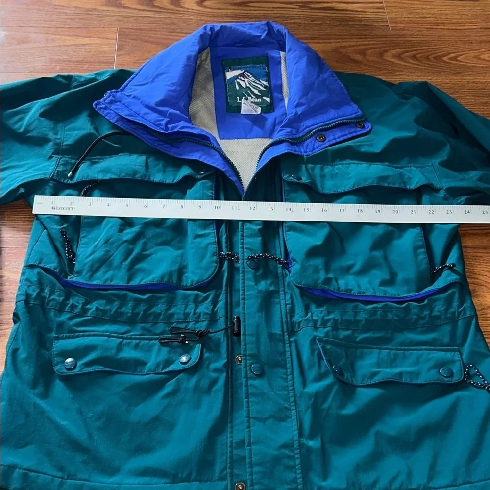 Vintage Y2K LL Bean North Col Hooded Jacket Mens XL Gore Tex Green and Blue